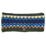 Pure Wool Hand Knit Headband - Fleur De Lys - Dark Green
