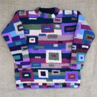 SALE - Fleece Lined Squares Jumper - Large