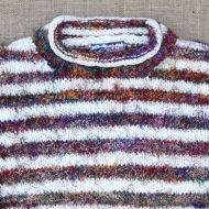 SALE - White & Silk Stripes Jumper - Medium