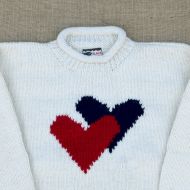 SALE - White Hearts Jumper - Large
