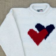 SALE - White Hearts Jumper - Large