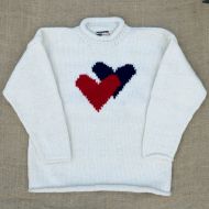 SALE - White Hearts Jumper - Large