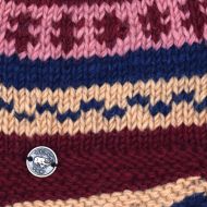 Pure Wool Half fleece lined - helmet hat - Red/Pink/Cream