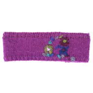 Pure Wool Fleece Lined - Embroidered Headband - Berry