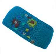 Pure Wool Fleece Lined - Embroidered Headband - Pacific