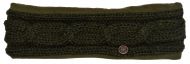Pure Wool Fleece Lined - Cable Headband - Dark green