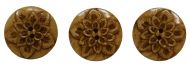 Hand carved - triple flower button - dark