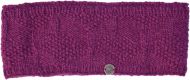 Pure Wool Hand knit - square moss headband - deep berry