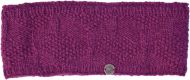 Pure Wool Hand knit - square moss headband - deep berry