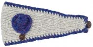 Pure wool fleece lined - swirl headband - blue heather