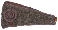 Pure wool fleece lined - swirl headband - heather moor