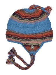 Pure wool - half fleece lined - ridge - ear flap hat - Assorted