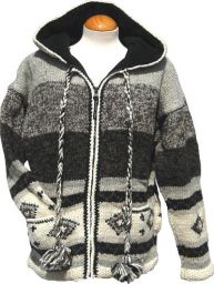 Hand knit - pixie hooded jacket - Greys
