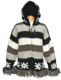 hooded - fringed snowflake jacket - Grey/black