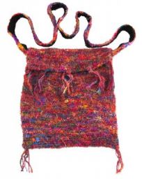 Hand crocheted - recycled silk - shoulder bag