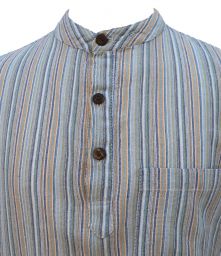 NEW SEASON - Light weight - Striped Cotton Shirt - Grey Multi