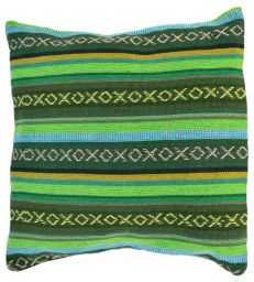 Filled Cushion - Cotton Gheri front - Olive Green