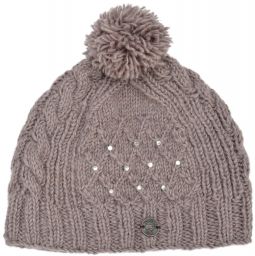 Trellis sparkle bobble hat - hand knitted - fleece lining - haze