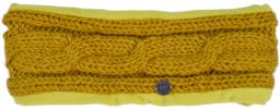 Fleece lined headband - cable - Mustard