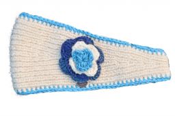 Fleece lined - large flower - headband - Sky blues