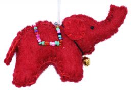 Felt - Christmas Decoration - Red Elephant