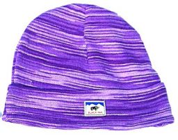 Soft cotton - half fleece lined - turn up beanie - Purple
