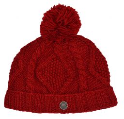 Celtic bobble hat - turn up - dark red
