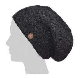 Pure Wool Basket weave slouch hat - Charcoal