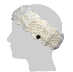 Fleece lined - headband - crochet - White