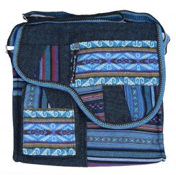 Large Aztec Gheri Cotton Saddle Bag - Blue