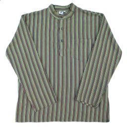 Light weight - Striped Cotton Shirt  - Greens