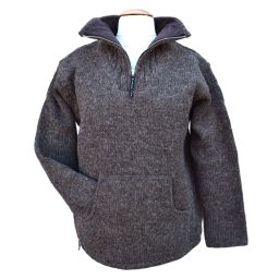 Fleece lined - pure wool pull on - Brown