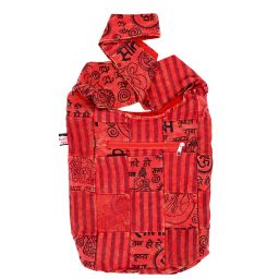 Mantra/stripe - patchwork bag - red