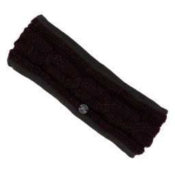 Fleece lined headband - cable - Aubergine