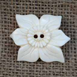 Hand carved - Large Flower - Button