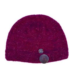 Big button cloche - pure wool - fine wool mix - raspberry