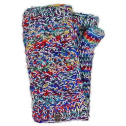 Hand knit - blackberry stitch - wristwarmer - white/multi coloured