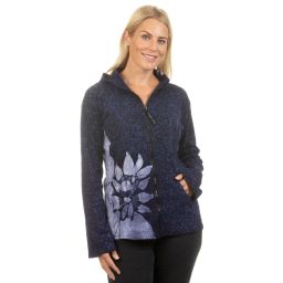 Batik flower - hooded jacket - blue