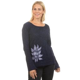 Batik flower top - deep blue