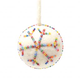 Handmade Christmas -  Felt Christmas Bauble - White Rainbow