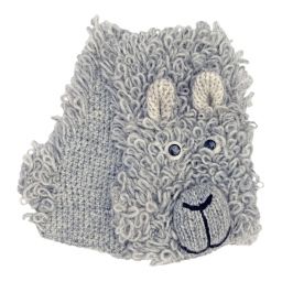Hand knit pure wool - sheepy wristwarmer - grey