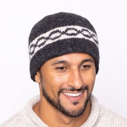 Pure Wool Hand knit - classic twist beanie - charcoal