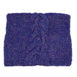 Hand knit - square cable beanie - blue heather