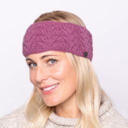 Hand knit - fir stitch headband - mulberry