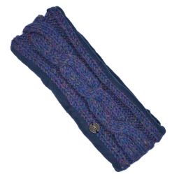 Fleece lined headband - cable -  heather blue