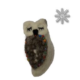 Hand made Felt - Beaded - Christmas owl