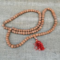 Mala beads - light coloured bodhi beads - with guru bead and tassel