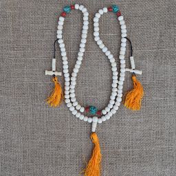 Mala beads - hand carved bone -  with guru bead