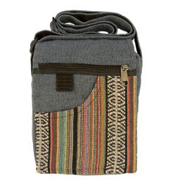 Small -  cotton bag with gheri fabric - soft grey