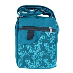 Small - cotton bag with printed fabric - teal